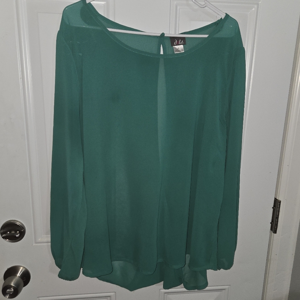 A. Byer Teal Chiffon Blouse